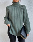 Women's Polished Ribbed Turtleneck Sweater