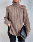 Women's Polished Ribbed Turtleneck Sweater