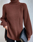 Women's Polished Ribbed Turtleneck Sweater