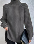 Women's Polished Ribbed Turtleneck Sweater