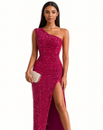 Sabrina | One-Shoulder Glitter Wedding Guest Dress