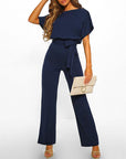 Women’s Belted Short Sleeve Jumpsuit