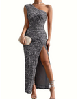 Sabrina | One-Shoulder Glitter Wedding Guest Dress