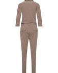 Women’s Button Front Jumpsuit with Three Quarter Sleeves