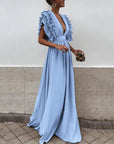 Adeline | Ruffle Trim Wedding Guest Maxi Dress
