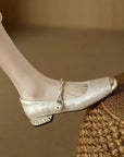 Madison | Lace Pearl Chain Flats