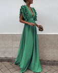 Adeline | Ruffle Trim Wedding Guest Maxi Dress