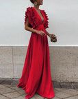 Adeline | Ruffle Trim Wedding Guest Maxi Dress
