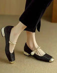 Madison | Lace Pearl Chain Flats