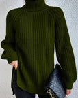 Women's Polished Ribbed Turtleneck Sweater