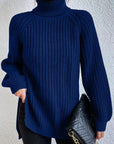 Women's Polished Ribbed Turtleneck Sweater