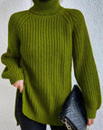 Women's Polished Ribbed Turtleneck Sweater