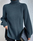 Women's Polished Ribbed Turtleneck Sweater