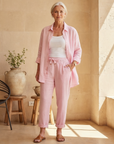 Women's Neat Buttoned Loungewear Set