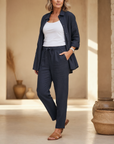 Women's Neat Buttoned Loungewear Set