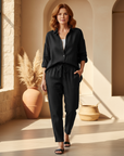 Women's Neat Buttoned Loungewear Set