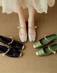 Madison | Lace Pearl Chain Flats