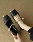 Madison | Lace Pearl Chain Flats