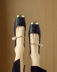Madison | Lace Pearl Chain Flats