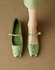 Madison | Lace Pearl Chain Flats