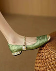 Madison | Lace Pearl Chain Flats