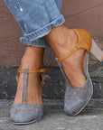 Chloe | Colorblock T-Strap Sandals