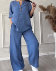 Women's Warm Wide Leg Loungewear Set