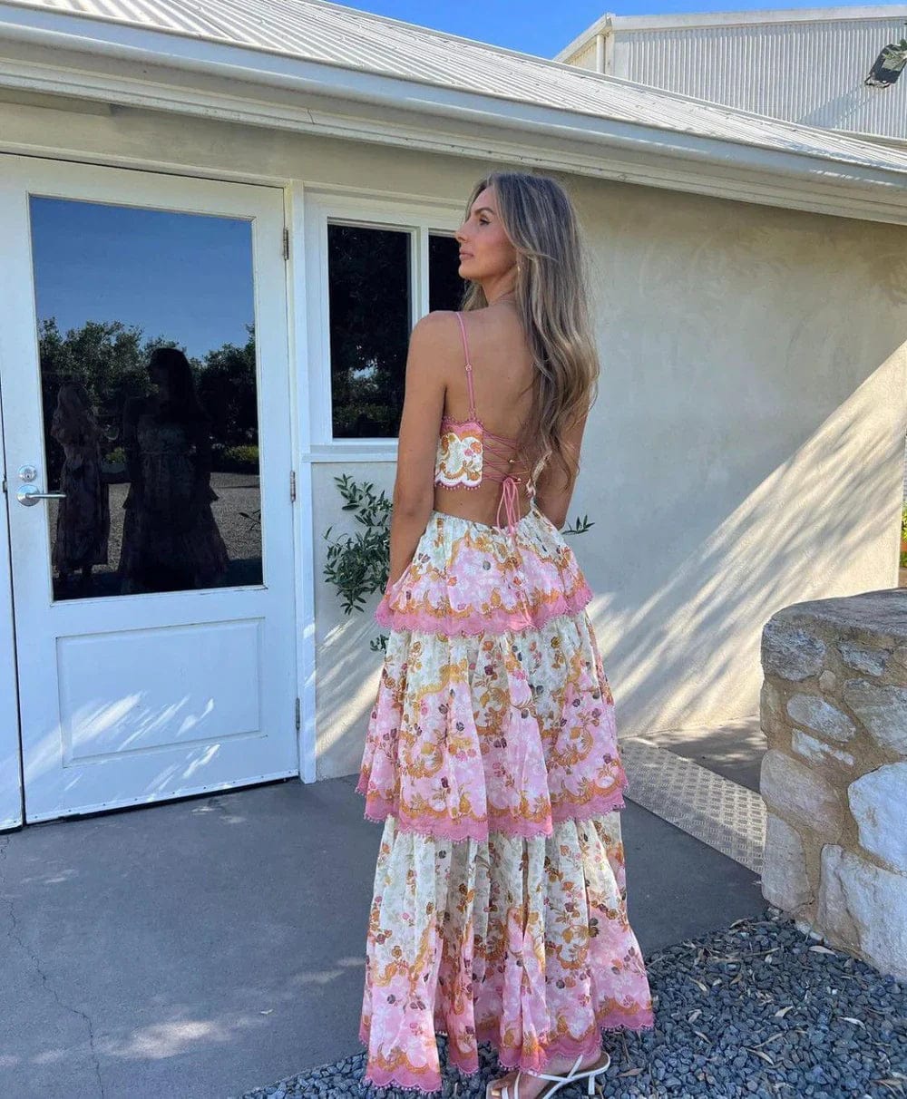 elliana floral maxi dress Baltic Born Womens Eliana Maxi Dress | Sage + Rose Floral | Color: Dusty Mauve