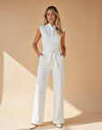 Women’s Classic Sleeveless Jumpsuit with Straight Leg Shape