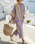 Destiny | Stripe Trim Pants Set