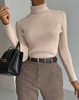Women's Casual Ribbed Turtleneck Sweater