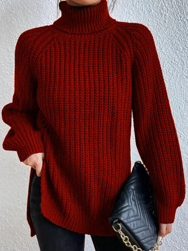 Women's Polished Ribbed Turtleneck Sweater