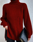 Women's Polished Ribbed Turtleneck Sweater
