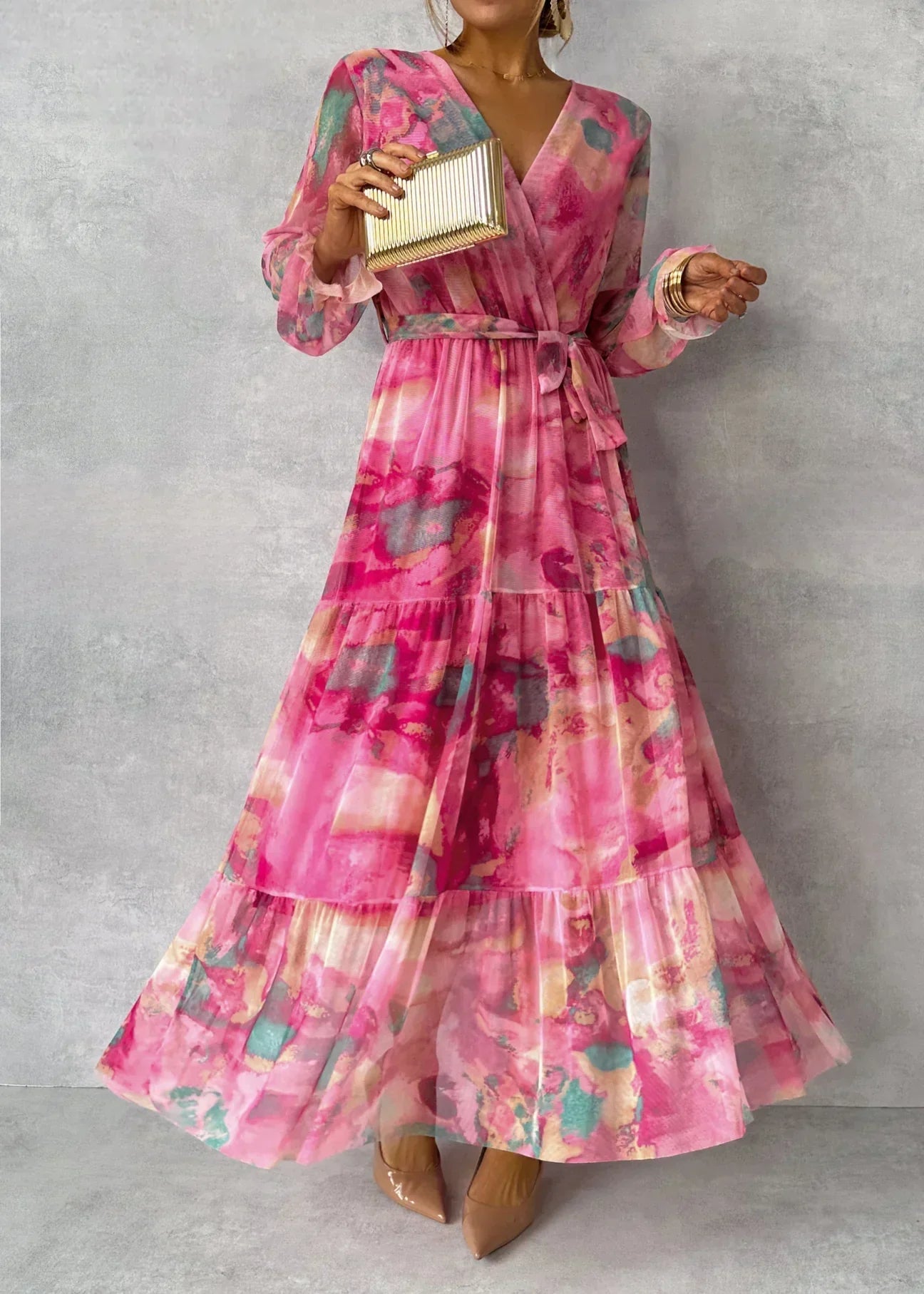 Women’s Maxi Floral Print Wrap Summer Dress