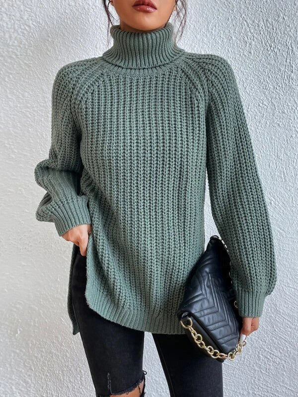 Women's Polished Ribbed Turtleneck Sweater