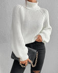 Women's Polished Ribbed Turtleneck Sweater
