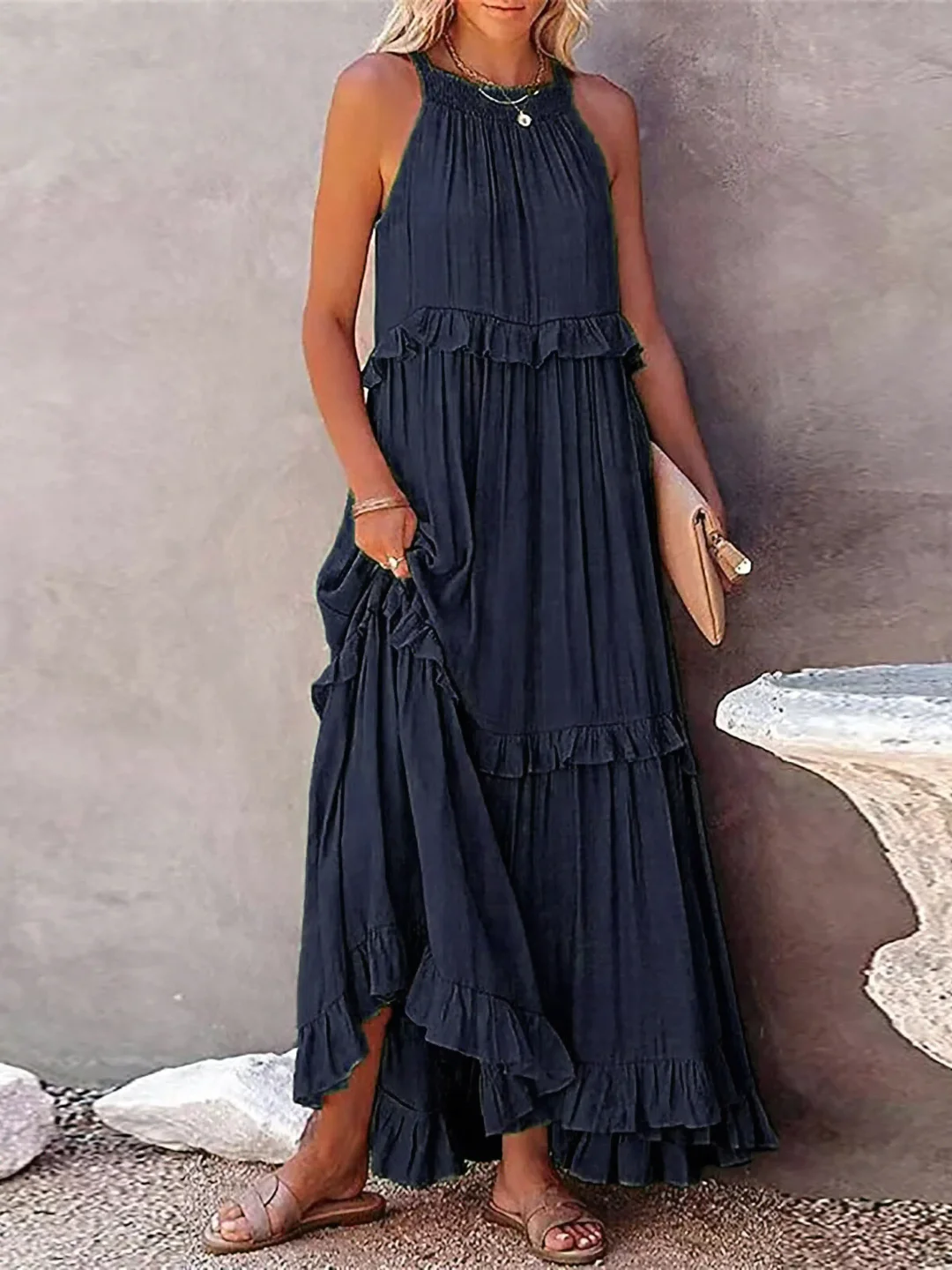 Women's Refined Ruched Maxi Dress