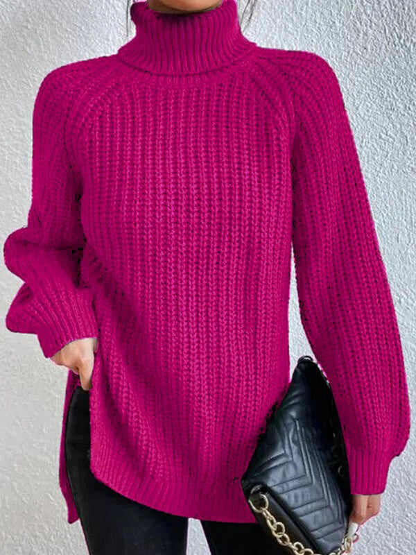 Women's Polished Ribbed Turtleneck Sweater