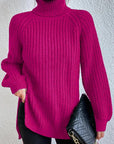 Women's Polished Ribbed Turtleneck Sweater