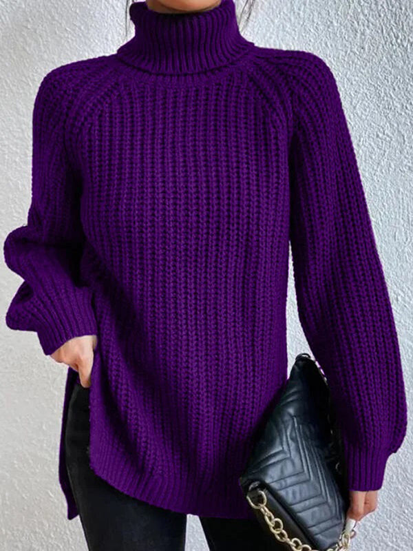 Women's Polished Ribbed Turtleneck Sweater
