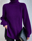 Women's Polished Ribbed Turtleneck Sweater