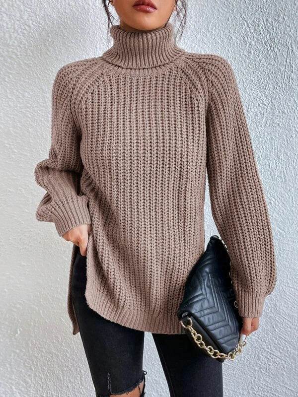 Women's Polished Ribbed Turtleneck Sweater