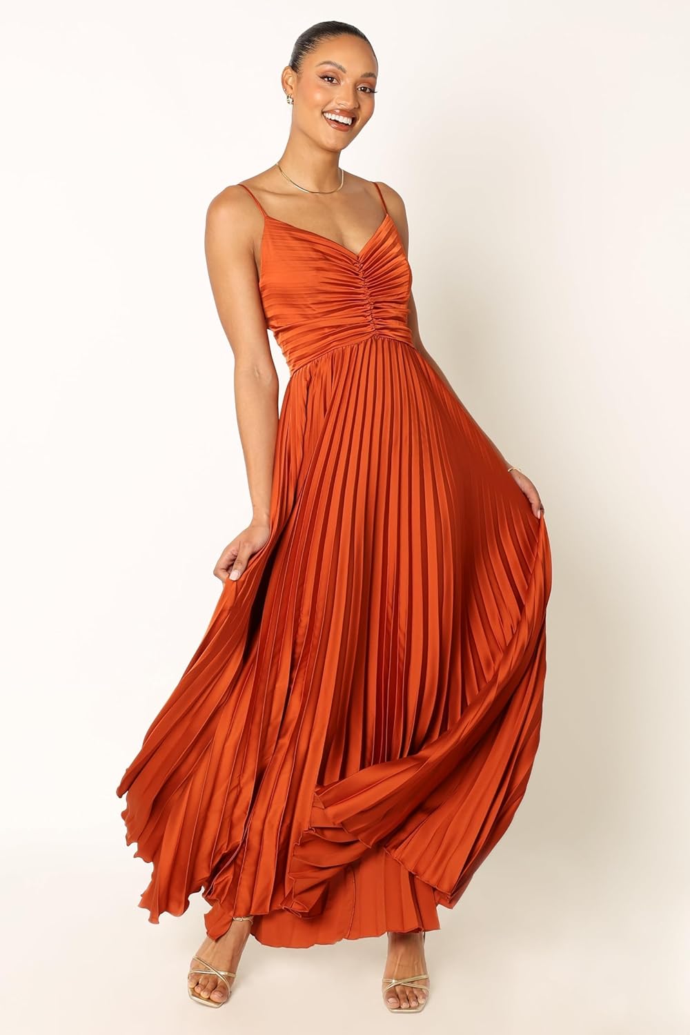 Women's Flattering Pleated Midi Dress