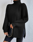 Women's Polished Ribbed Turtleneck Sweater