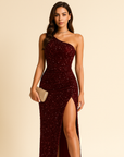 Sabrina | One-Shoulder Glitter Wedding Guest Dress