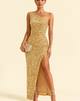 Sabrina | One-Shoulder Glitter Wedding Guest Dress