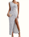 Sabrina | One-Shoulder Glitter Wedding Guest Dress