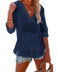 Adelyn | Rolled Cuff V-Neck Blouse