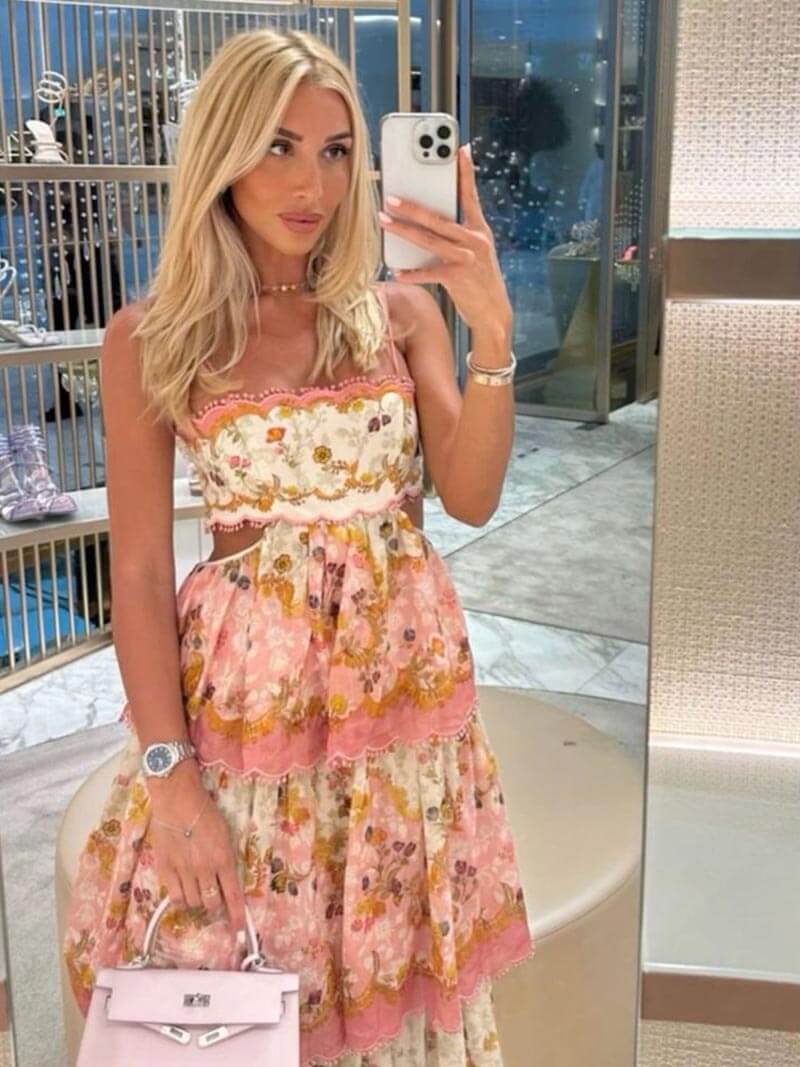 Women’s Maxi Floral Print Summer Ruffle Detail Dress
