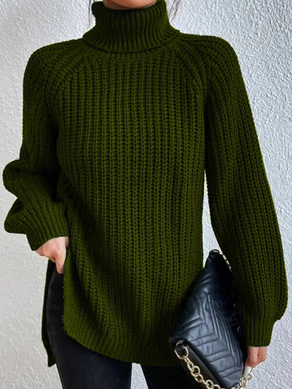 Women's Polished Ribbed Turtleneck Sweater